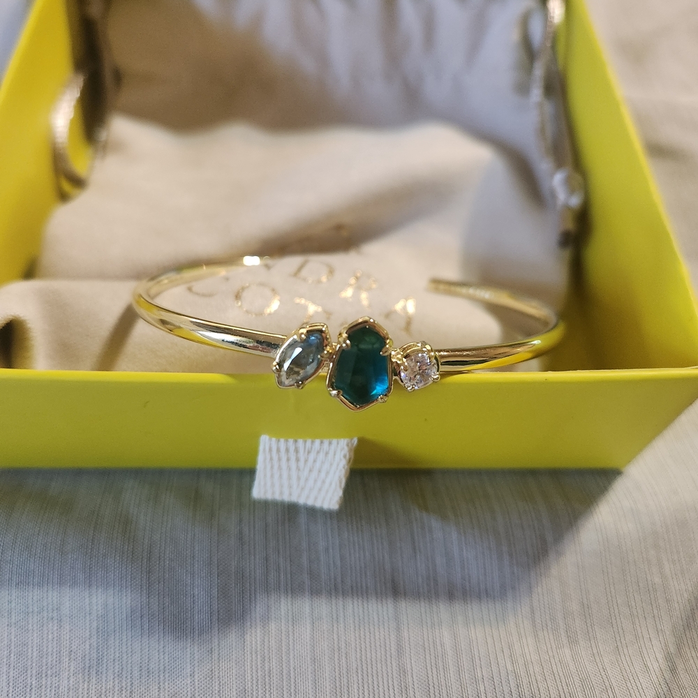 Kendra Scott Alexandria Gold Cuff Bracelet in Teal Green Mix